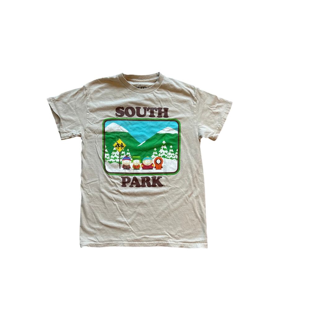 South Park T Shirt Mens Small Stan Kyle Cartman Kenny Colorado Graphic Tee Beige